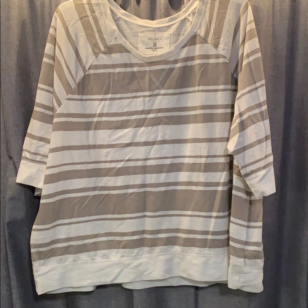 Tan and Cream 3/4 length sleeve shirt